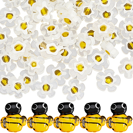 65 шт 2 стили ручной работы бусины лэмпворк, пчела и ромашка