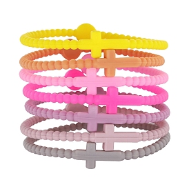 Cross Silicone Stretch Kid Bracelets for Girls & Boys