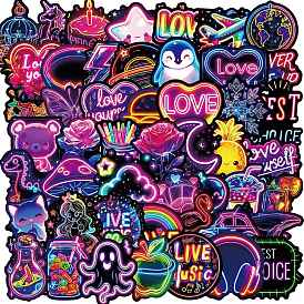 50Pcs Paper Self-Adhesive Picture Stickers, Neon, for Water Bottles, Laptop, Luggage, Cup, Computer, Mobile Phone, Skateboard, Guitar Stickers Decor