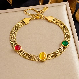 304 Браслеты из нержавеющей стали и смолы с овальными звеньями для женщин