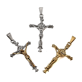 Easter 304 Stainless Steel Pendants, with 201 Stainless Steel Snap On Bails, Crucifix Charms
