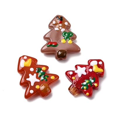 Рождественские эмалевые бусины ручной работы в технике лэмпворк, рождественская елка