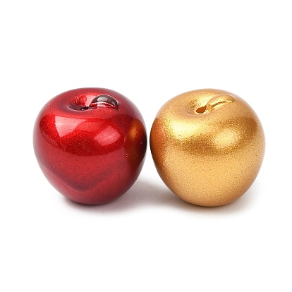 Непрозрачные смоляные бусины, окрашенные аэрозольной краской., имитация еды, яблоко