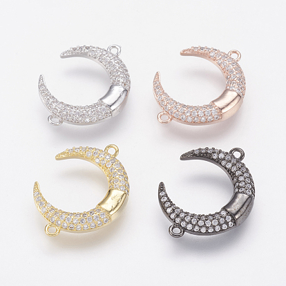 Brass Micro Pave Cubic Zirconia Links, Moon