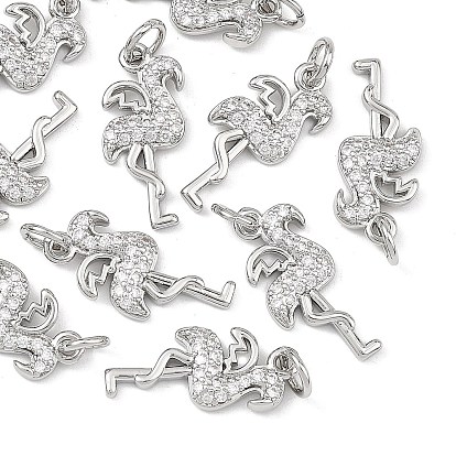 Shegrace Messing-Anhänger mit Mikropavé-Fassung aus Zirkonia, Anhänger in Flamingoform, cadmiumfrei und bleifrei und nickelfrei