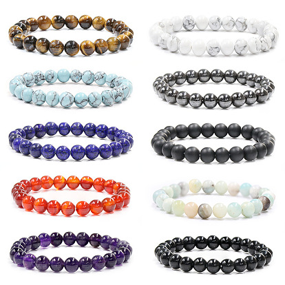 Natural Stone Beaded Bracelet Set with Crystal Agate for Yoga and Country Style