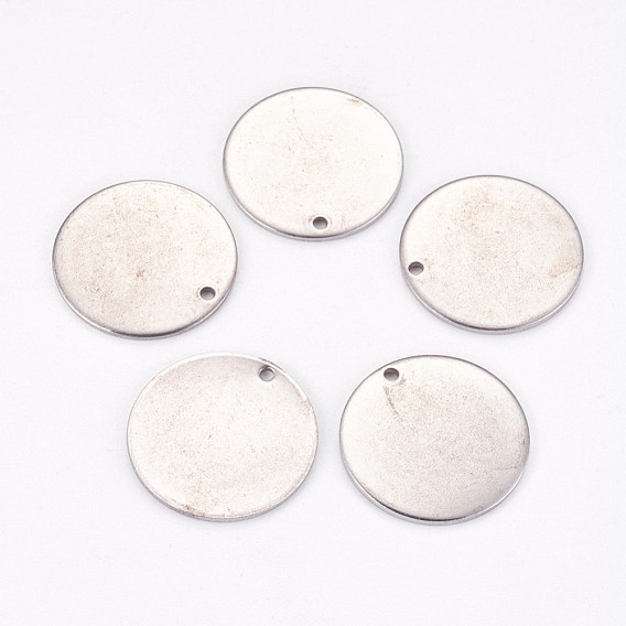 304 Stainless Steel Pendants, Blank Stamping Tag, Flat Round