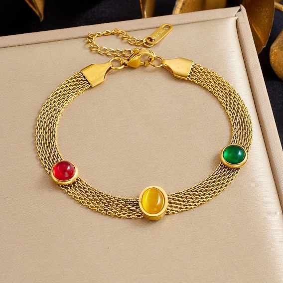 304 Браслеты из нержавеющей стали и смолы с овальными звеньями для женщин