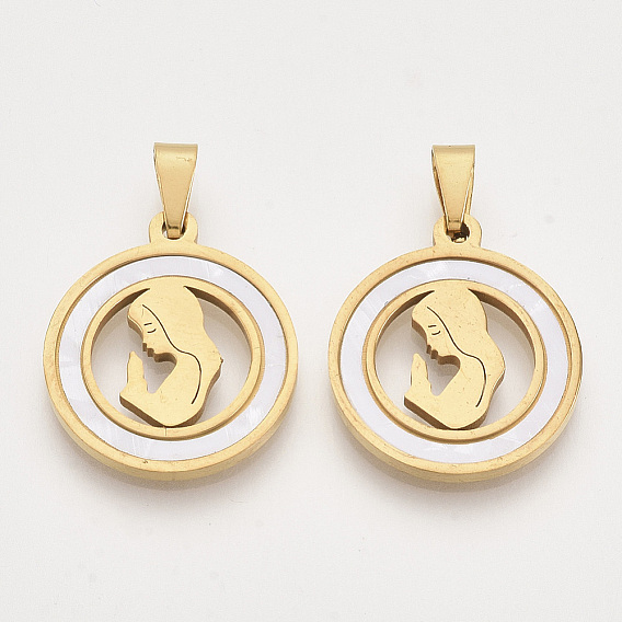 201 подвески из нержавеющей стали, с оболочкой и случайным размером оснастки под залог, плоские круглые с девушкой