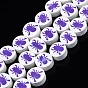 Handmade Polymer Clay Bead Strands, Halloween Style, Flat Round with Spider