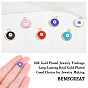 BENECREAT 12Pcs 6 Colors Eco-Friendly Brass Enamel Charms, with Jump Ring, Real 18K Gold Plated, Long-Lasting Plated, Flat Round with Evil Eye