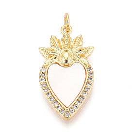 Латунные микропаве прозрачные подвески с фианитом, без кадмия и без свинца, с оболочкой, святое сердце, с целью перехода в кольце