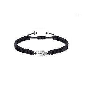 Musical Note Metal Link Bracelets, Adjustable Nylon Cord Braided Bracelets for Women