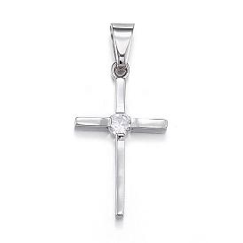 316 хирургические подвески из нержавеющей стали с кубическим цирконием, крестик