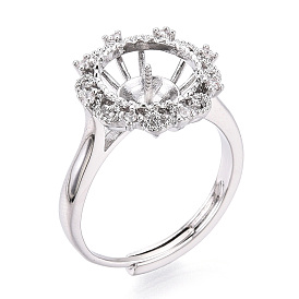 В форме цветка латунный микропаве прозрачный кубический цирконий регулируемые настройки кольца, за половину пробурено бисера