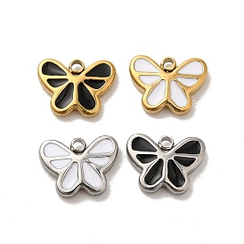 304 Stainless Steel Enamel Charms, Butterfly Charm