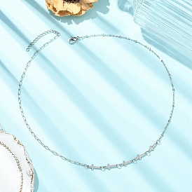 304 Цепочки-колье из нержавеющей стали с религиозным крестом для женщин, без потускнения