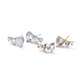 Heart Clear Cubic Zirconia Stud Earrings for Her, Cadmium Free & Lead Free