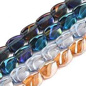 Electroplate Glass Beads Strand, Triangular Prism