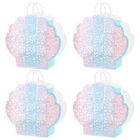 Голографические бумажные упаковочные пакеты с ручкой, формы раковины