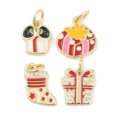 Рождественские латунные эмалевые подвески, с целью перехода в кольце, долговечный, без свинца и без кадмия, стойки покрытие, реальный 18 k позолоченный