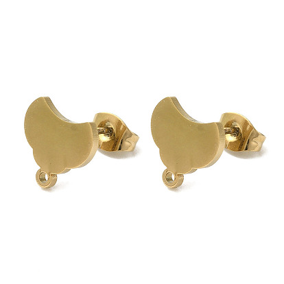 Ion Plating(IP) 304 Stainless Steel Stud Earring Findings, Moon