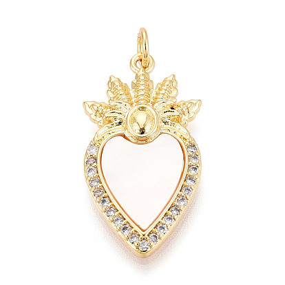 Латунные микропаве прозрачные подвески с фианитом, без кадмия и без свинца, с оболочкой, святое сердце, с целью перехода в кольце