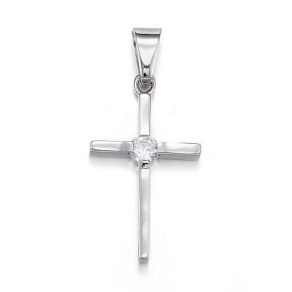 316 хирургические подвески из нержавеющей стали с кубическим цирконием, крестик