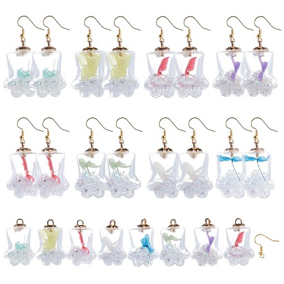 SUNNYCLUE DIY Pet Theme Earring Making Kits, include Bear Paw Transparent Glass Pendants, Plastic CCB Cup Pearl Peg Bails, Brass Earring Hooks
