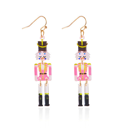 Акриловые серьги-подвески в форме человека на рождественскую тематику, золотые