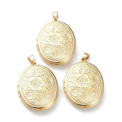 Подвески латуни медальон, фоторамки кулоны для ожерелий, долговечный, овальные с цветком