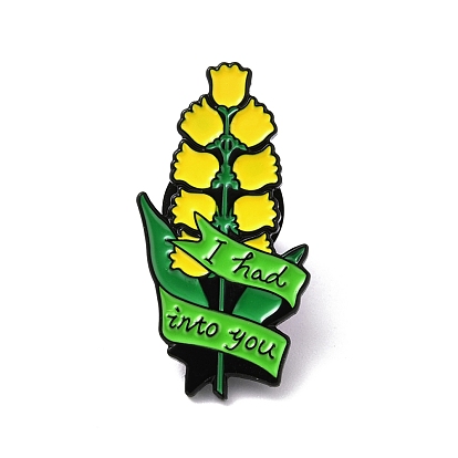 Word I Had Into You Enamel Pins, Flower Alloy Badges for Backpack Clothes, Electrophoresis Black