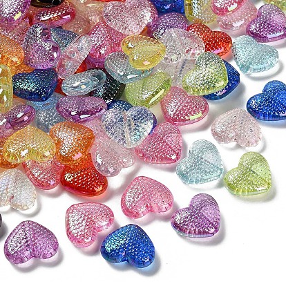 Акриловые бусины с имитацией желе с уф-покрытием, радужный, сердце
