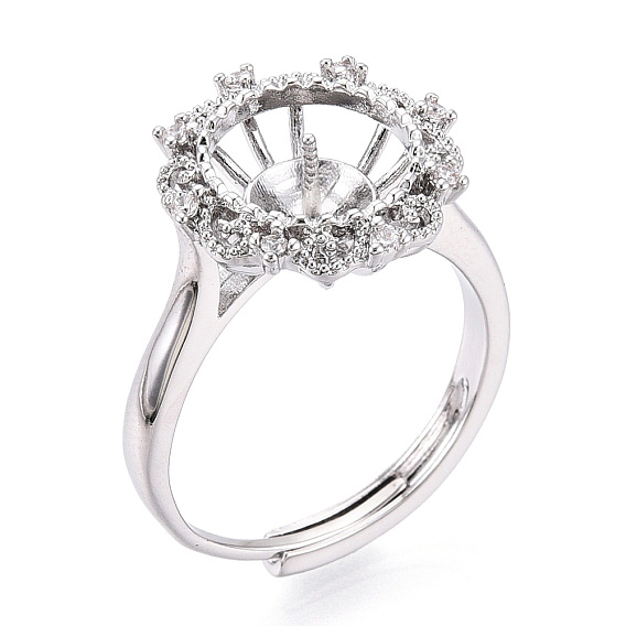 В форме цветка латунный микропаве прозрачный кубический цирконий регулируемые настройки кольца, за половину пробурено бисера