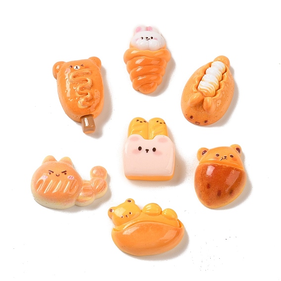 Кабошоны из непрозрачной смолы, имитация еды, декодирование, хлеб кролик/медведь/кошка