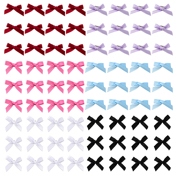 72 шт 6 цвета бант полиэстер аллигатор заколки для волос, с зажимом из сплава с платиновым покрытием, для женщин девушек