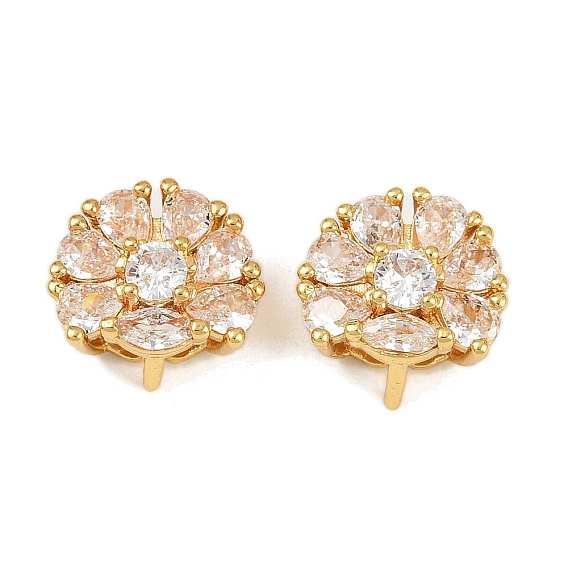 Цветок латунные микро проложить кубического циркония многожильных ссылки, долговечный, стойки покрытие