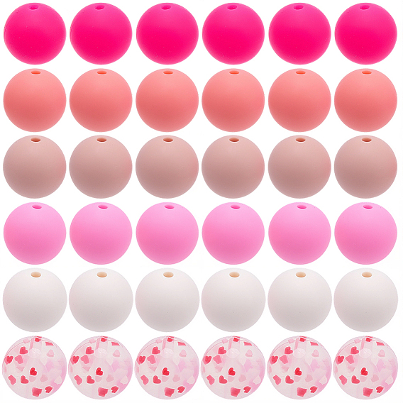 60 шт. 6 стили силиконовые фокусные бусины, разноцветные