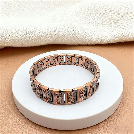 Ретро-браслеты из цинкового сплава с магнитотерапевтическими звеньями для мужчин