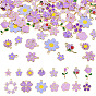 60Pcs 15 Styles Light Gold Alloy Enamel Pendants, with Rhinestone, Mixed Flower Charms