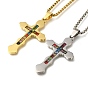 201 ожерелья из нержавеющей стали с разноцветными кубическими цирконами в виде креста