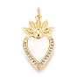 Латунные микропаве прозрачные подвески с фианитом, без кадмия и без свинца, с оболочкой, святое сердце, с целью перехода в кольце