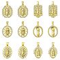 12Pcs 6 Styles Brass with Cubic Zirconia Pendants, Mixed Shapes