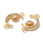 Brass Micro Pave Clear Cubic Zirconia Connector Charms, Moon Links with Sun