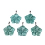 Natural Amazonite Carved Pendants, Flower Charms, with Stainless Steel Snap on Bails, Stainless Steel Color