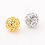 Filigree Round Brass Micro Pave Cubic Zirconia Beads, 8mm, Hole: 1.5mm