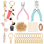 Kits para hacer llaveros diy, incluir cadenas portacables de hierro, 30piezas de cierres de aleación, 30 llaveros partidos de hierro de las PC, 1 Alicates de acero al carbono de una pieza, 1perforadora de hierro de una pieza, 200unidades de anillas de salto de acero inoxidable