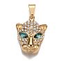 316 Surgical Stainless Steel Pendants, Leopard Head, with Rhinestones
