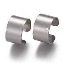 304 Stainless Steel Plain Band Cuff Earring Findings, with Hole