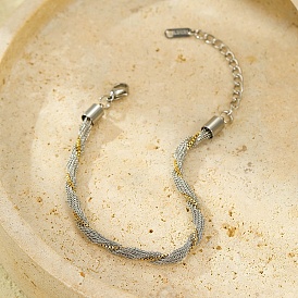 Двухцветные 304 браслеты из нержавеющей стали с цепочкой-коробкой для женщин и мужчин